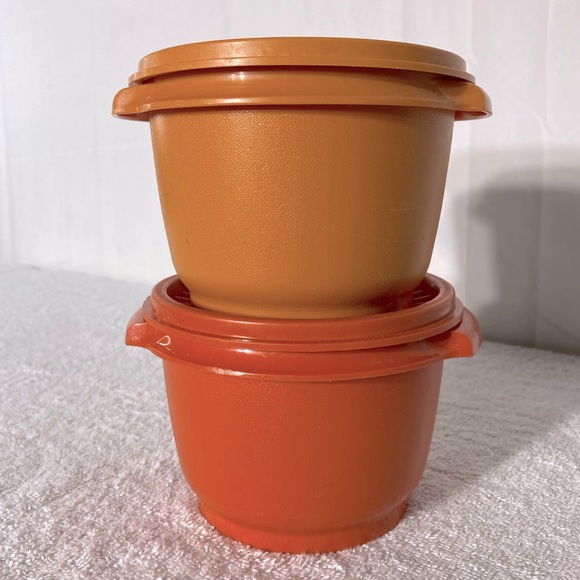 Vintage Tupperware Orange Yellow Servalier Stacking Bowls With Lids 4pcs - Picture 15 of 15